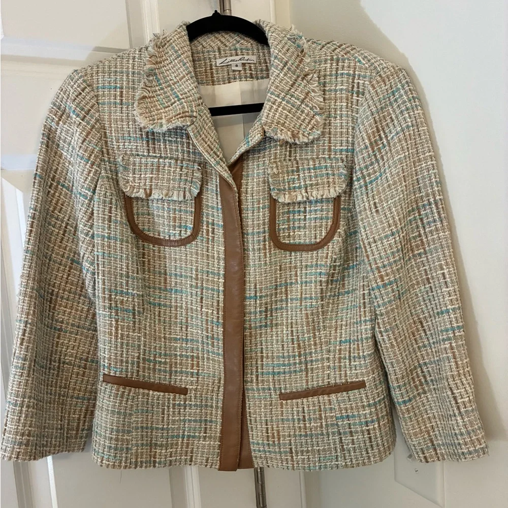 Vintage Lillie Rubin Tweed & Leather Blazer 8